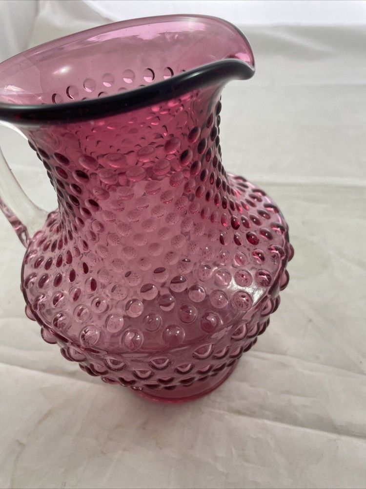 CRANBERRY HOBNAIL FOOTED SMALL PITCHER / JUG