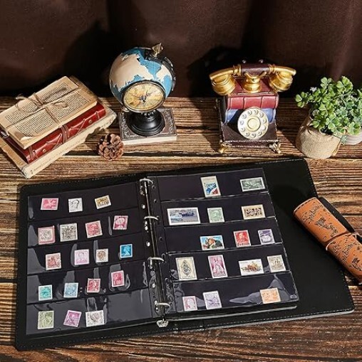 10 Sheets 5 Rows Stamp Collection Album Pages with Standard 9 Holes Binder