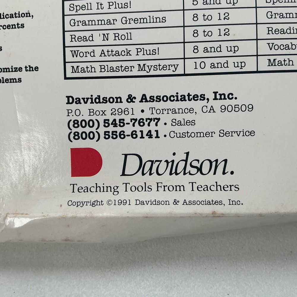 Math Blaster Plus Vintage Computer Software by Davidson for IBM/Tandy Campatible