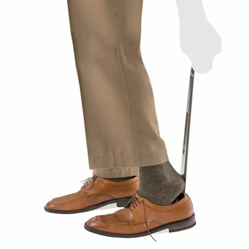 22in Extra Long Handle Shoe Horn Stainless Steel Metal Shoes Remover Shoehorn US