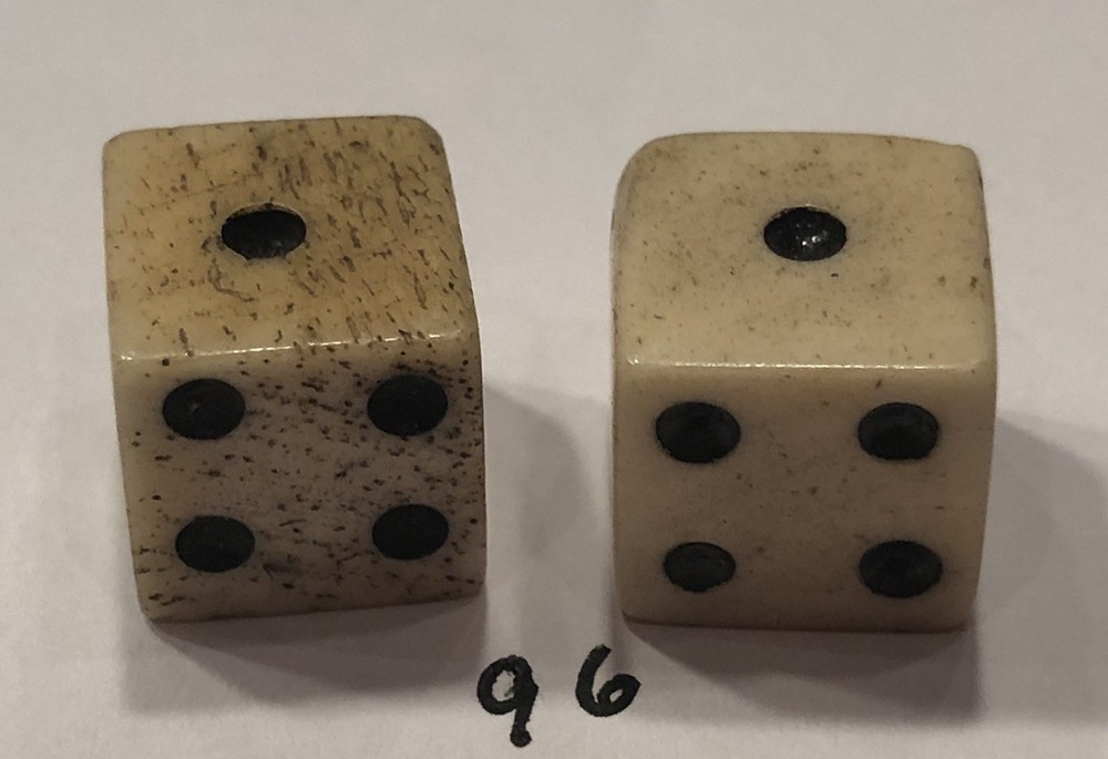 Vintage Pair Bone (Bovine) Dice 7/16”