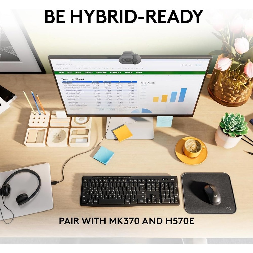 Logitech Brio 105 2MP Full HD Webcam, Graphite