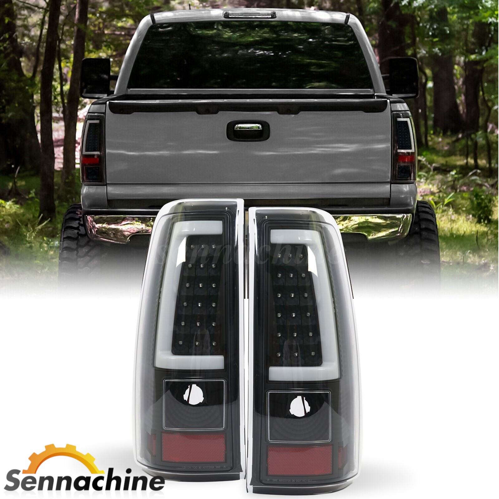 Black LED Tail Lights Fits 2003-2006 Chevy Silverado GMC Sierra 1500 2500HD 3500