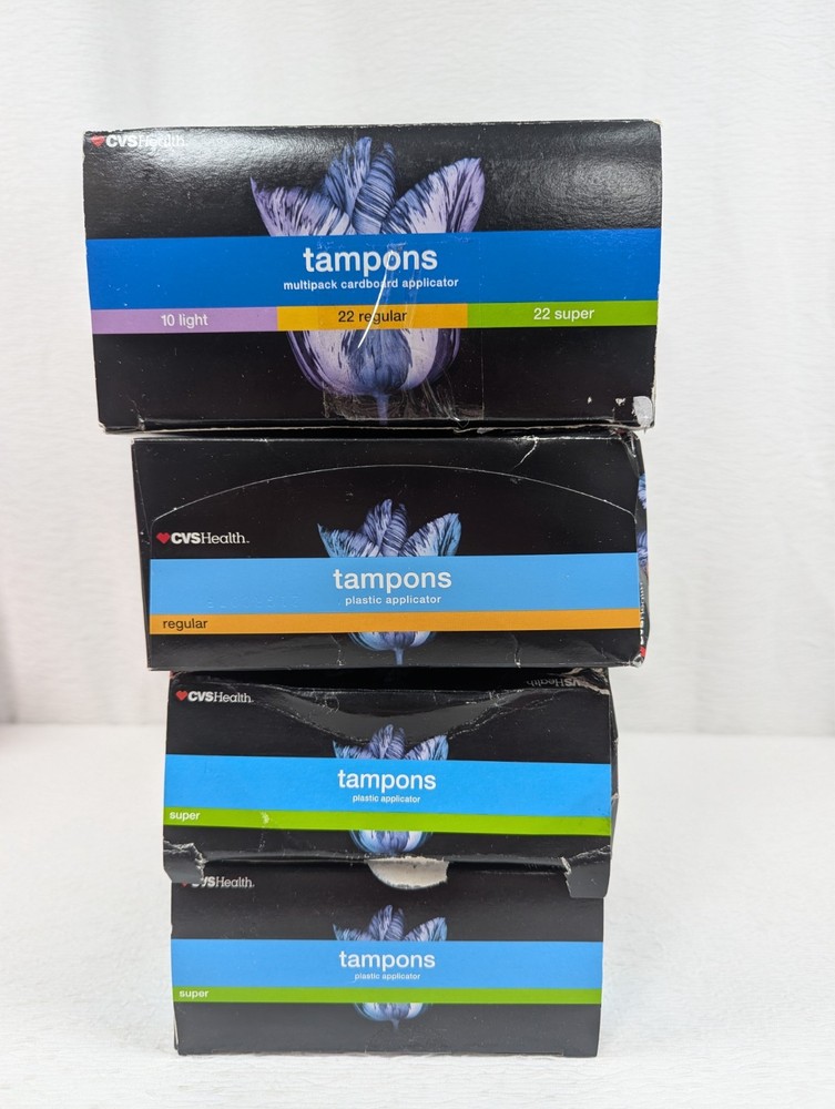 CVS Health - Plastic Tampons - Regular, Super, Light - 4 Boxes