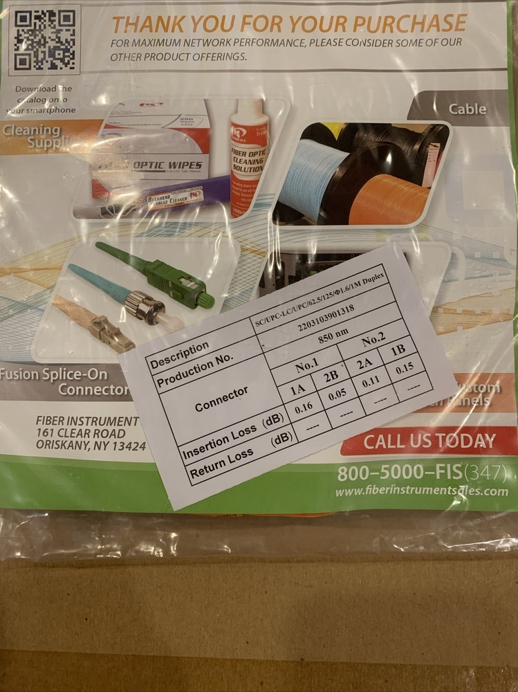 FIS Fiber Optic Patch Cable, Multimode MM, LC/UPC to SC/UPC -- 1 Meter