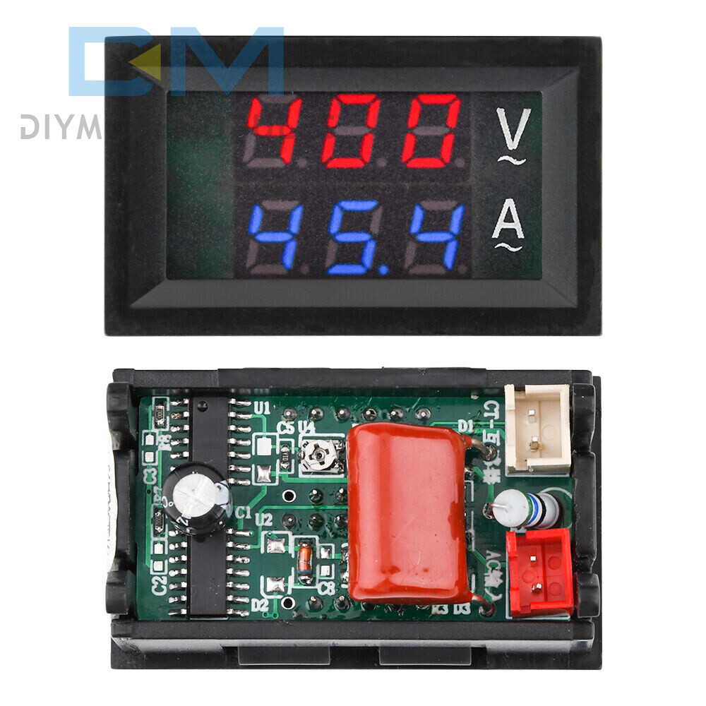 Voltmeter Current Voltage Amp Meter Hall Effect Sensor AC50-600V 10A/50A/100A