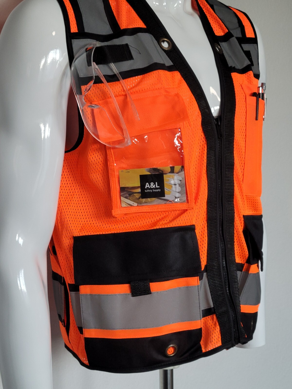 FX Heavy Duty Surveyors Safety Vest with Zipper, Large Plan Pocket