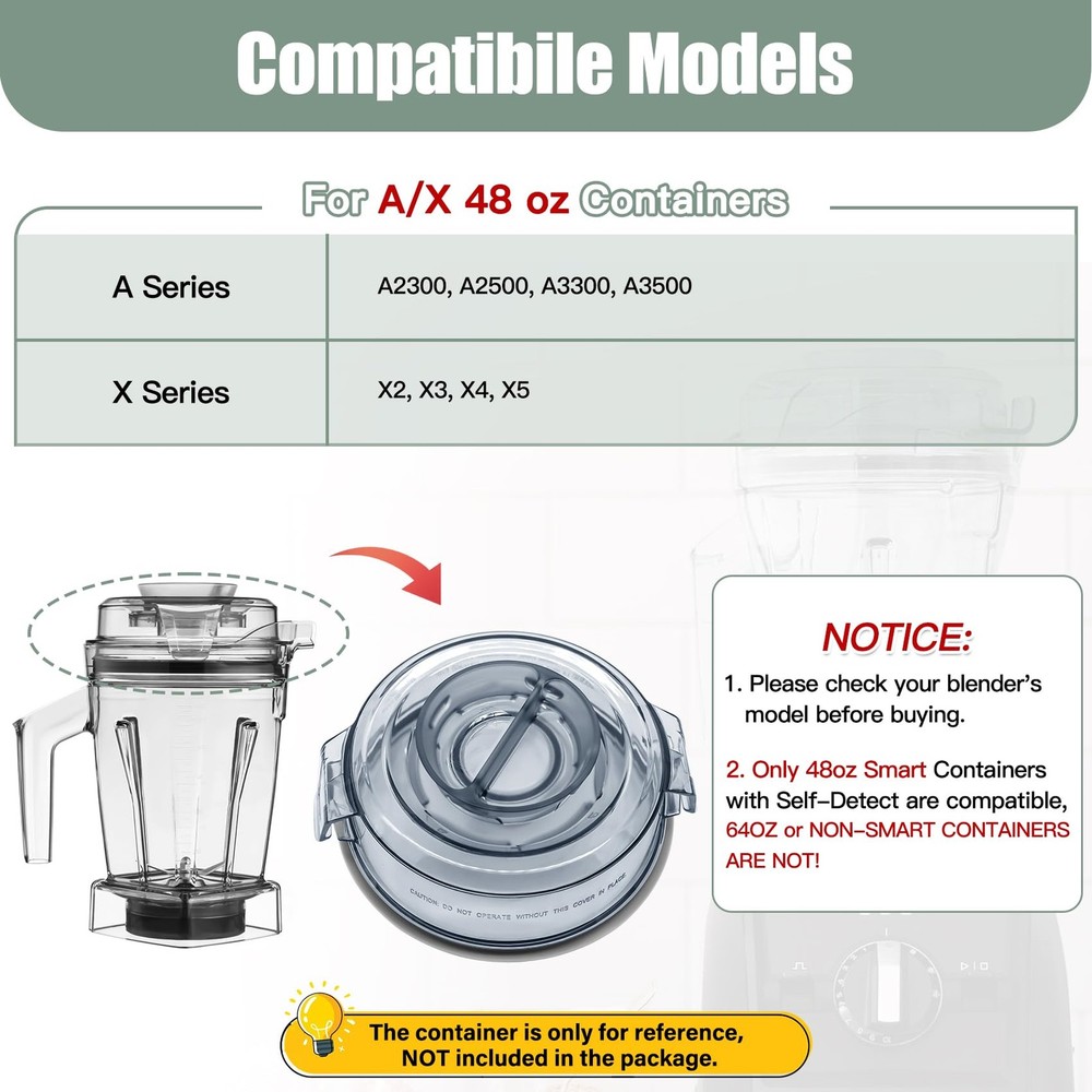 Replacement Lid Compatible with 48 oz Container A3500 A2500 A3300 A2300, Top ...