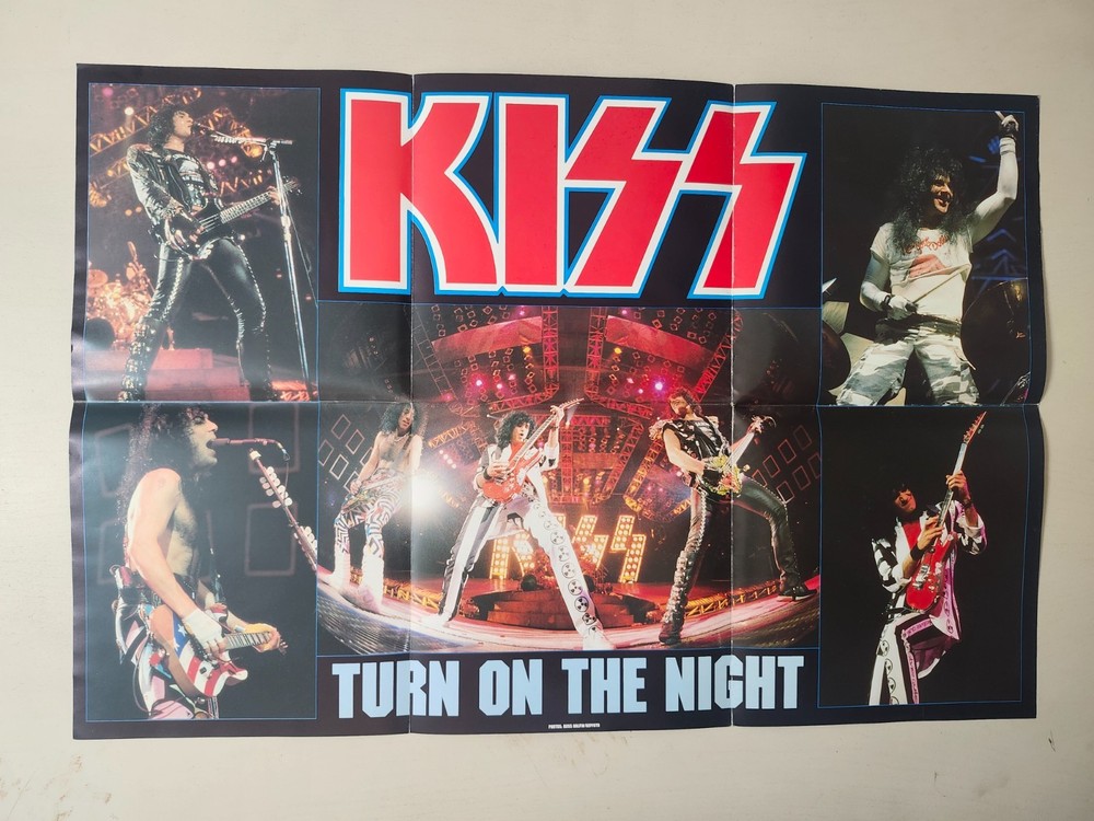KISS Vintage RARE 1987 Turn On The Night 7" Vinyl 45 + Poster Bag Picture Sleeve