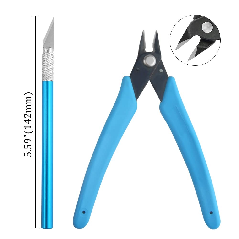 BXQINLENX Professional 9 PCS Model Tools Kit Modeler Basic Compact, Blue