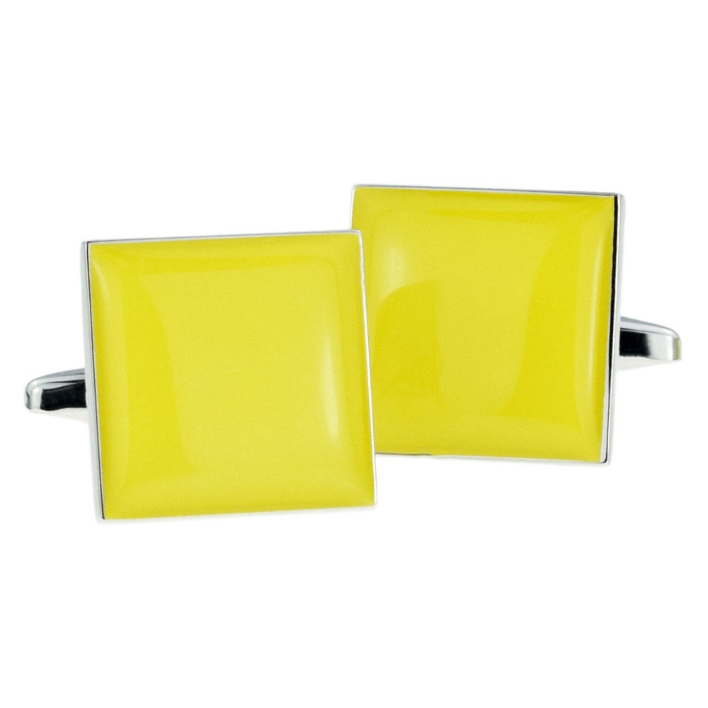 Plain Bright Yellow Square Cufflinks in a Cufflink Box X2BOCW015PLAIN