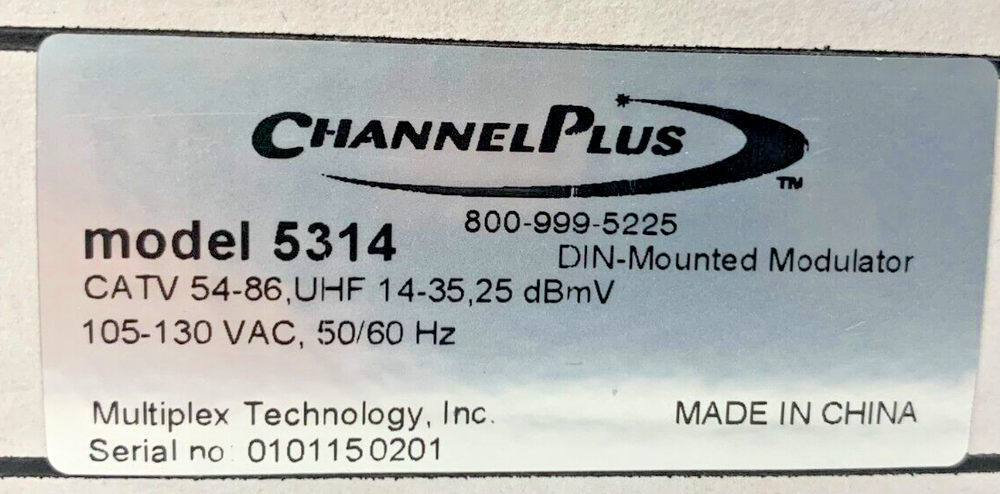 Multiplex Technology Channel plus 5314 DIN Rail Camera Modulator UHF Cable CATV