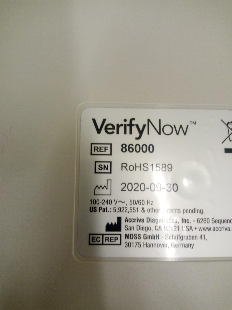 Accriva VerifyNow 86000 Platelet Analyzer