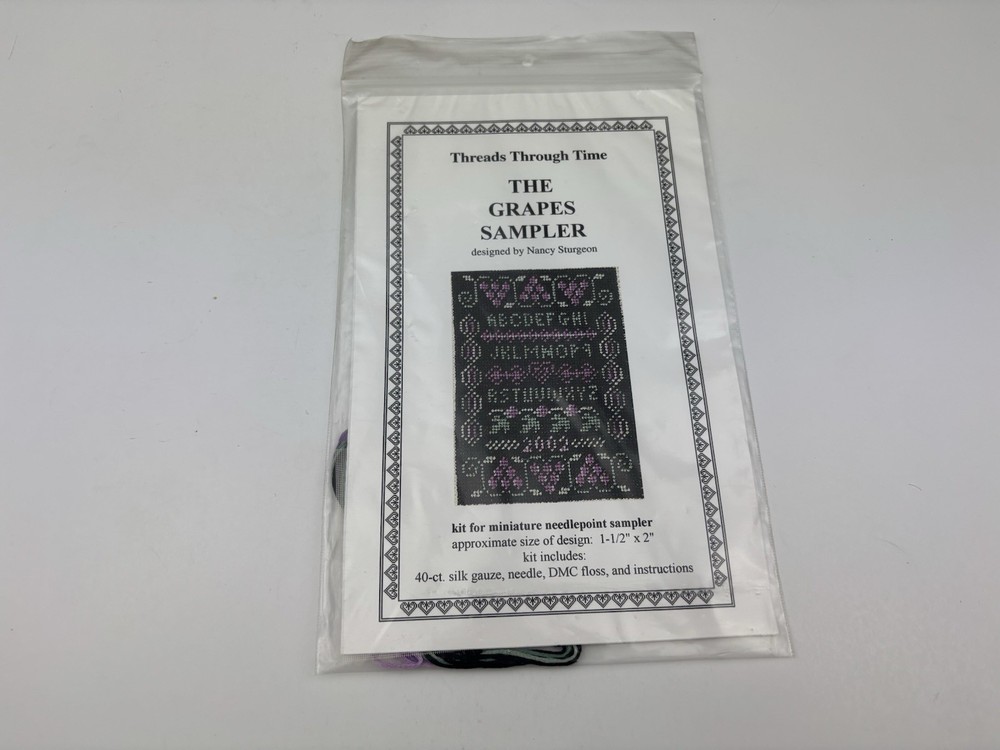 Threads Through Time The Grapes Sampler Needlepoint Pattern Kit 6S