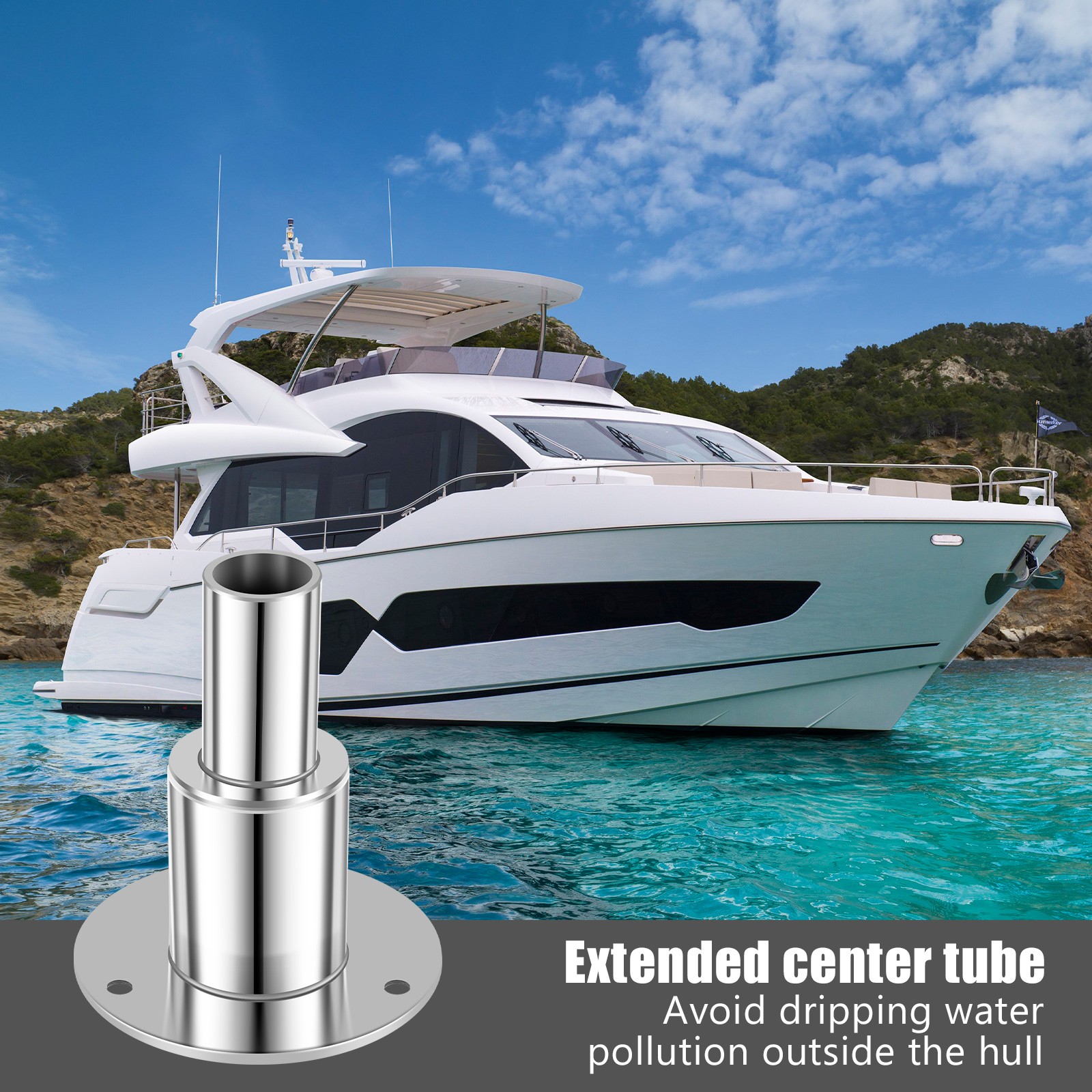 Thru Hull Exhaust Fitting, 24mm Stainless Steel 316, for Diesel Parking Heaters