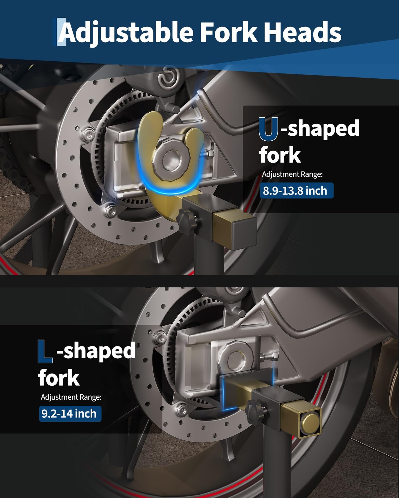 Heavy Duty Motorcycle Stand Lift 900Lbs Capacity Front & Rear Combo Stands Set