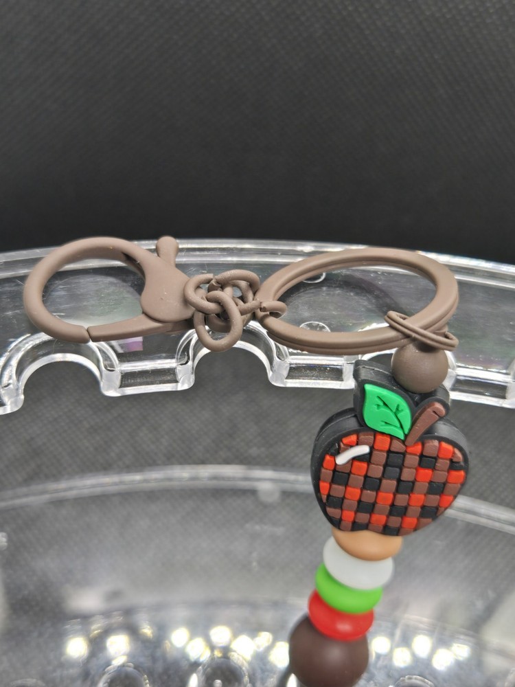 Handcrafted Apple. Apple Silicone Bead Key Chain