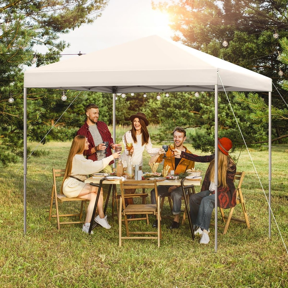 10x10 Durable Pop up Canopy Tent with Roller Bag，White