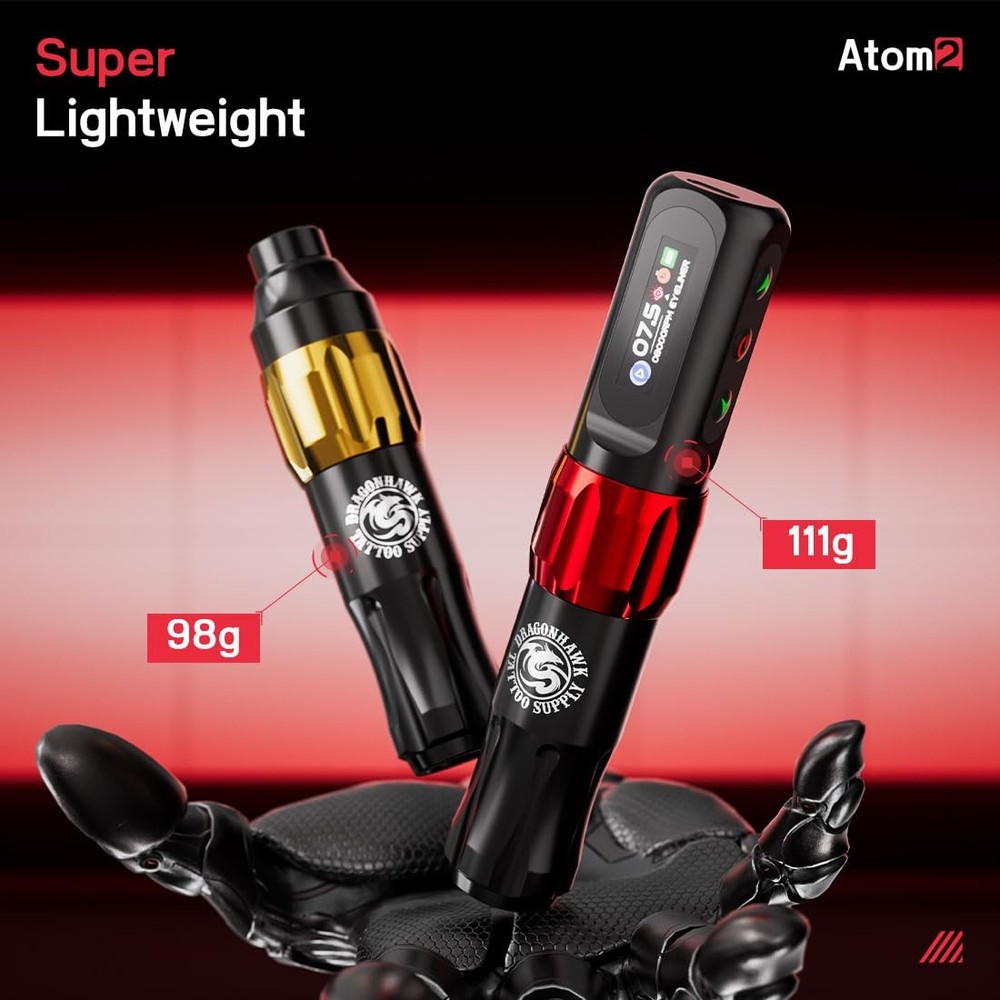 Dragonhawk Atom2 Tattoo Kit Wireless Pro Gun Machine 20