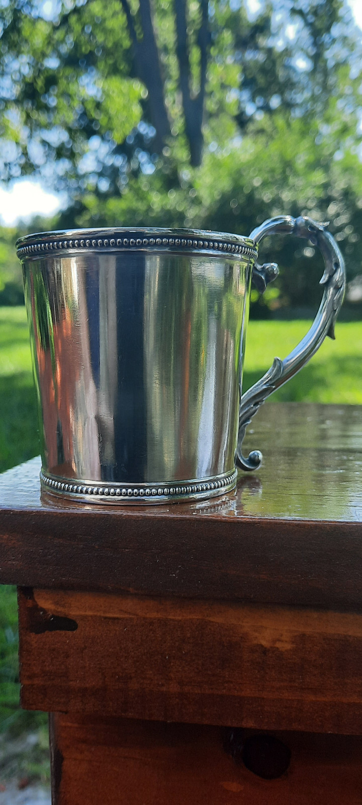 Pure Silver Coin Tift & Whiting Small Beaded Cup 69 grams, no Mono