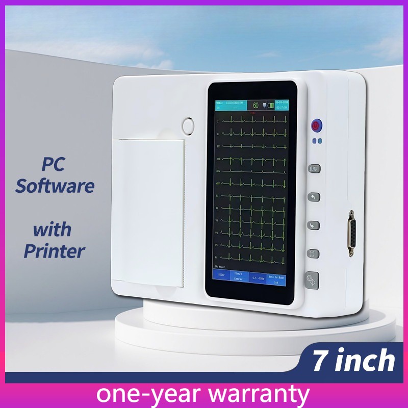 3-Channel 12-Lead ECG Machine, 7 Inch Touch Screen with PC Software
