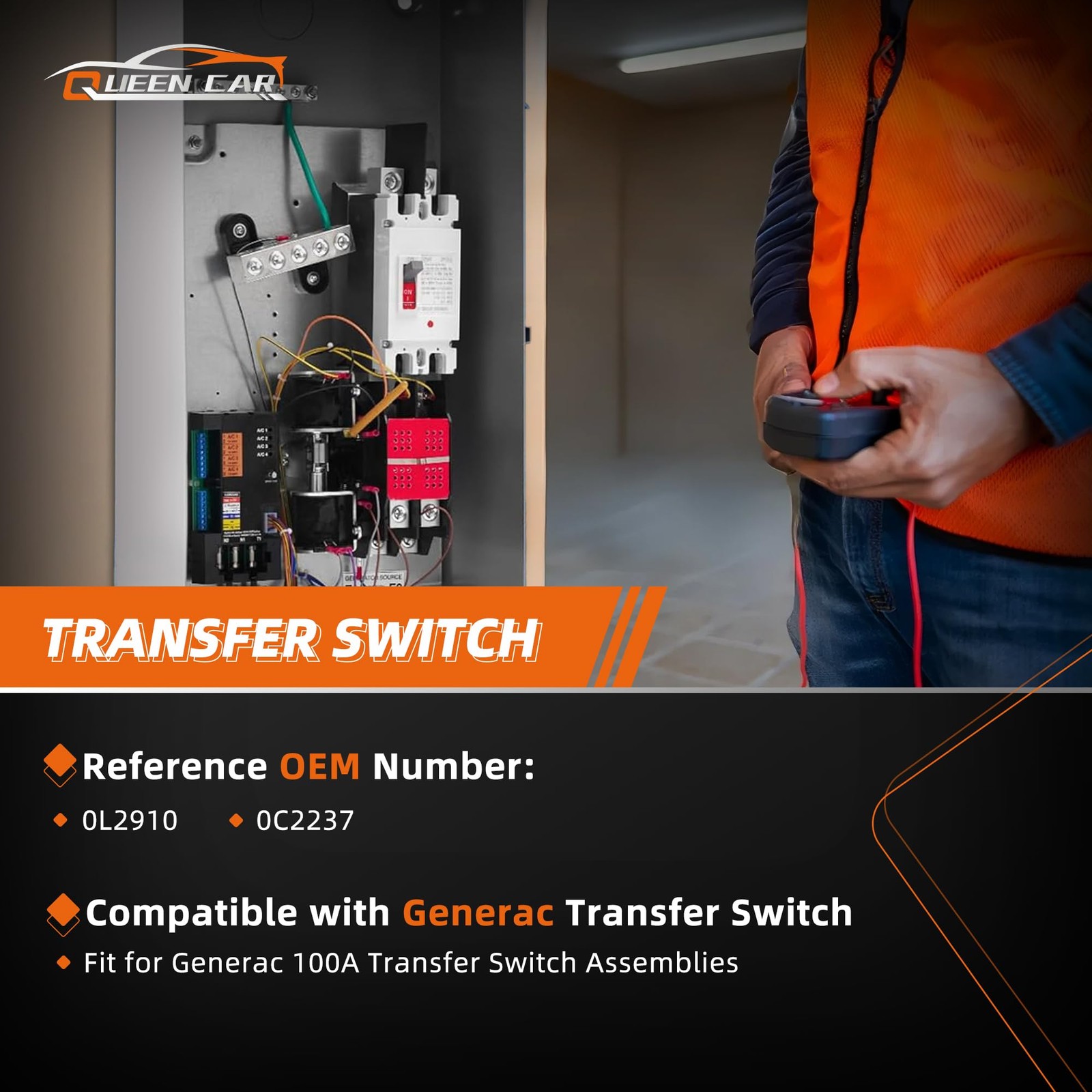 0L2910 Transfer Switch 100A with Handle Fit for Generac 100 Amp 2P 250V...