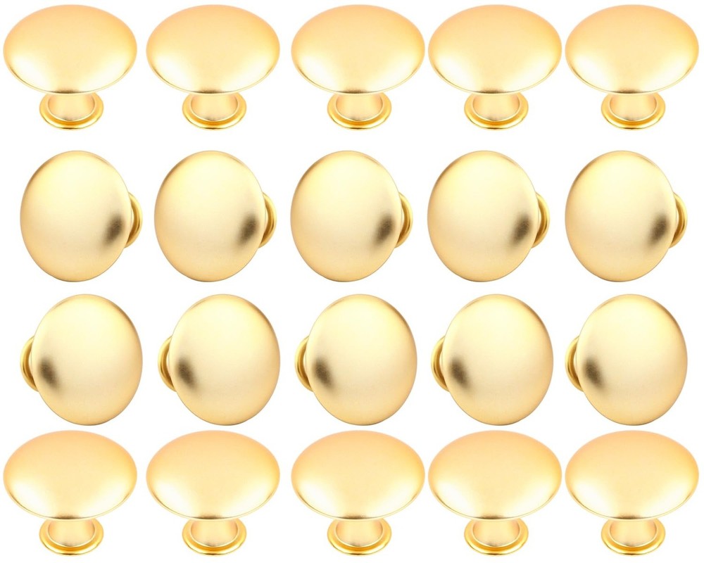 20 Pack Golden Plated Round Shining Kitchen Cabinet Knobs Cupboard Door Knobs...