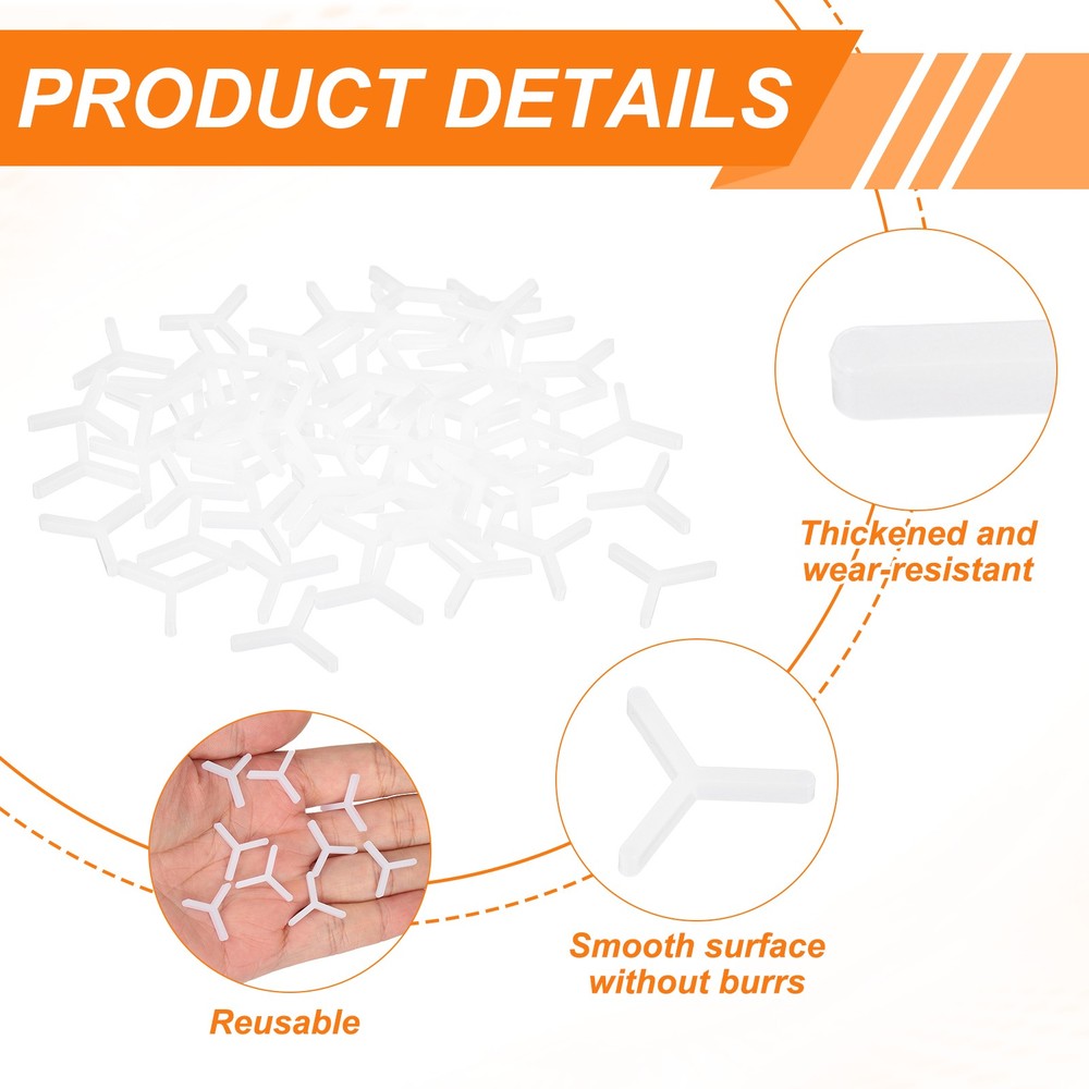 1/12" 2mm Tile Spacers，1000Pcs Y Type Plastic Spacers, White