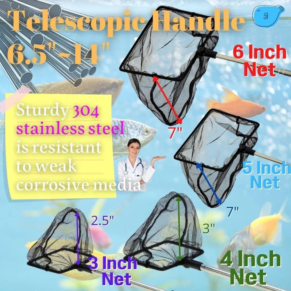 Aquarium Betta Fish Net Protect Delicate Fin Soft Fine Deep Mesh Scooper
