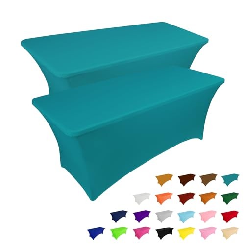 2 Pack 4FT Table Cloth for Rectangular Fitted Events 4 Ft - 2 Pcs Lake Blue