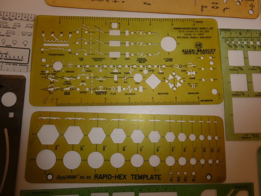 VTG Lot 25 Architectural Engineer Engineering Drafting Templates Tools Stencils