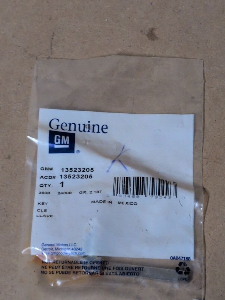 Genuine Key Blank Part# 13523205