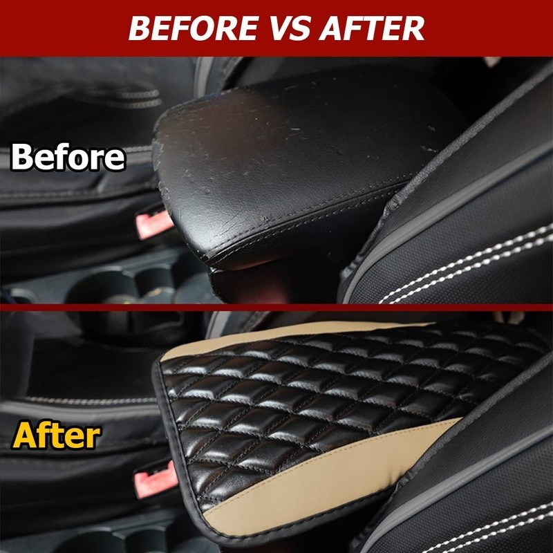Durable PU Leather Car Armrest Pad Console Protector Easy Installation New