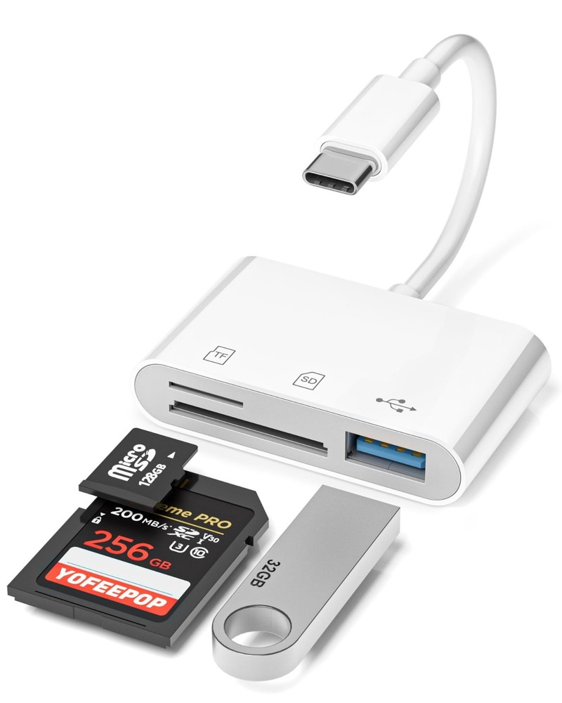 USB 3.0 Type C SD Card Reader Adapter, Compatible with iPhone & Android Devices