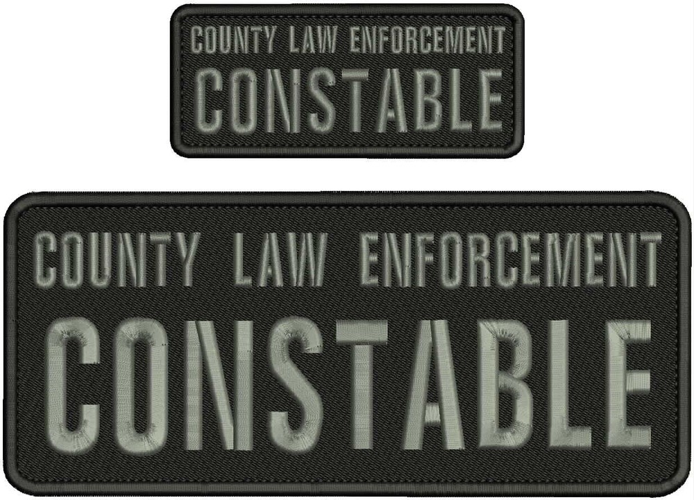 COUNTY L E CONSTABLE EMB PATCH 4X10 AND 2X5 HOOK ON BACK GRAY ON BLACK