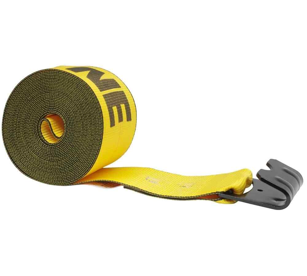 4"X40' Winch Straps Kinedyne w/flat hook, WLL 5400 Flatbed Tie Down Strap -10 Pk