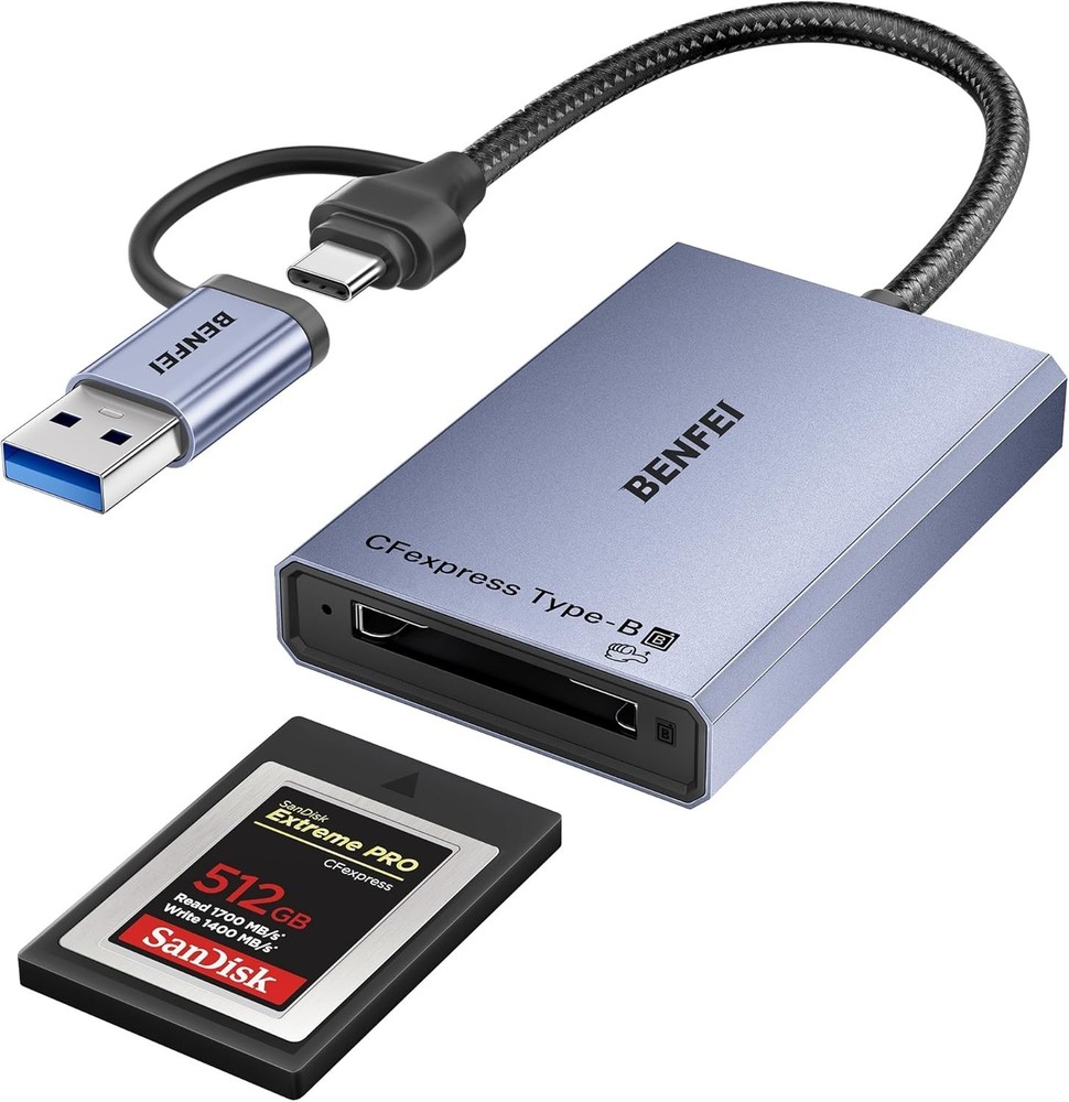 Durable Portable CFexpress Type B Card Reader - 2-in-1 USB Adapter with