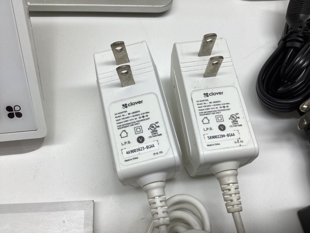 3-Clover Mobile Station C201 mobile dock and misc Clover Power Cords