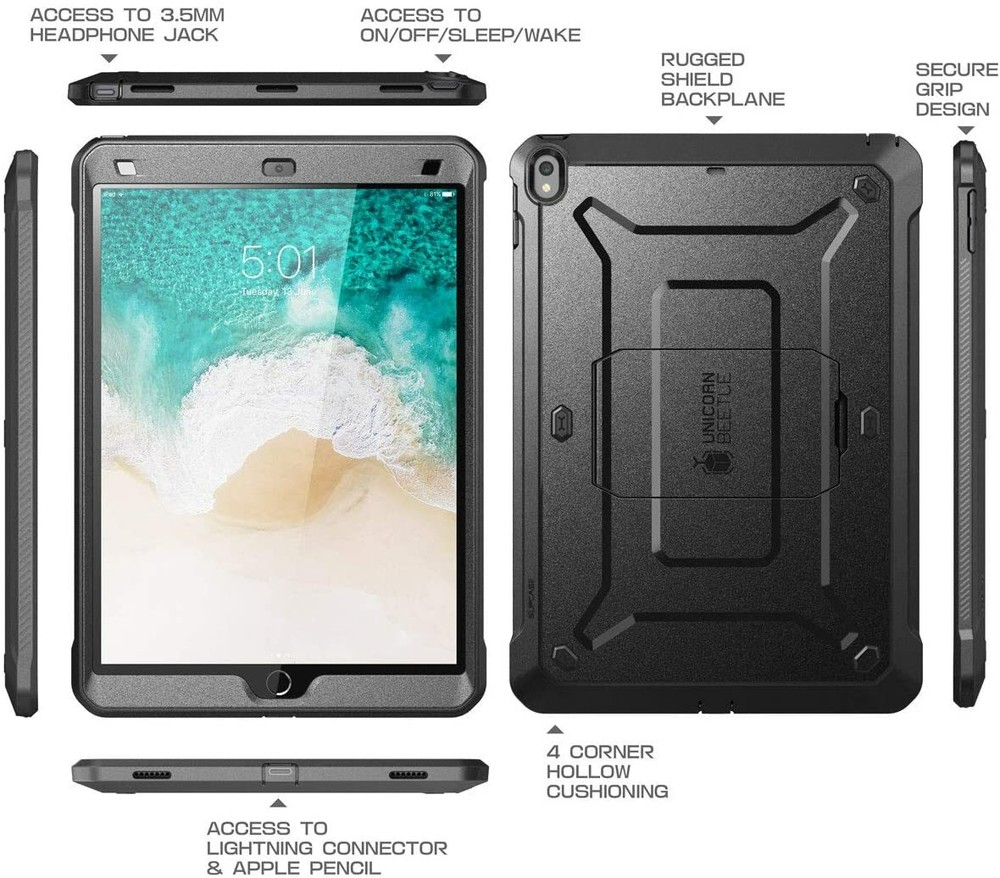 SUPCASE Stand Case for Apple iPad Pro 12.9" 2017, Precise Cutouts Rugged Cover