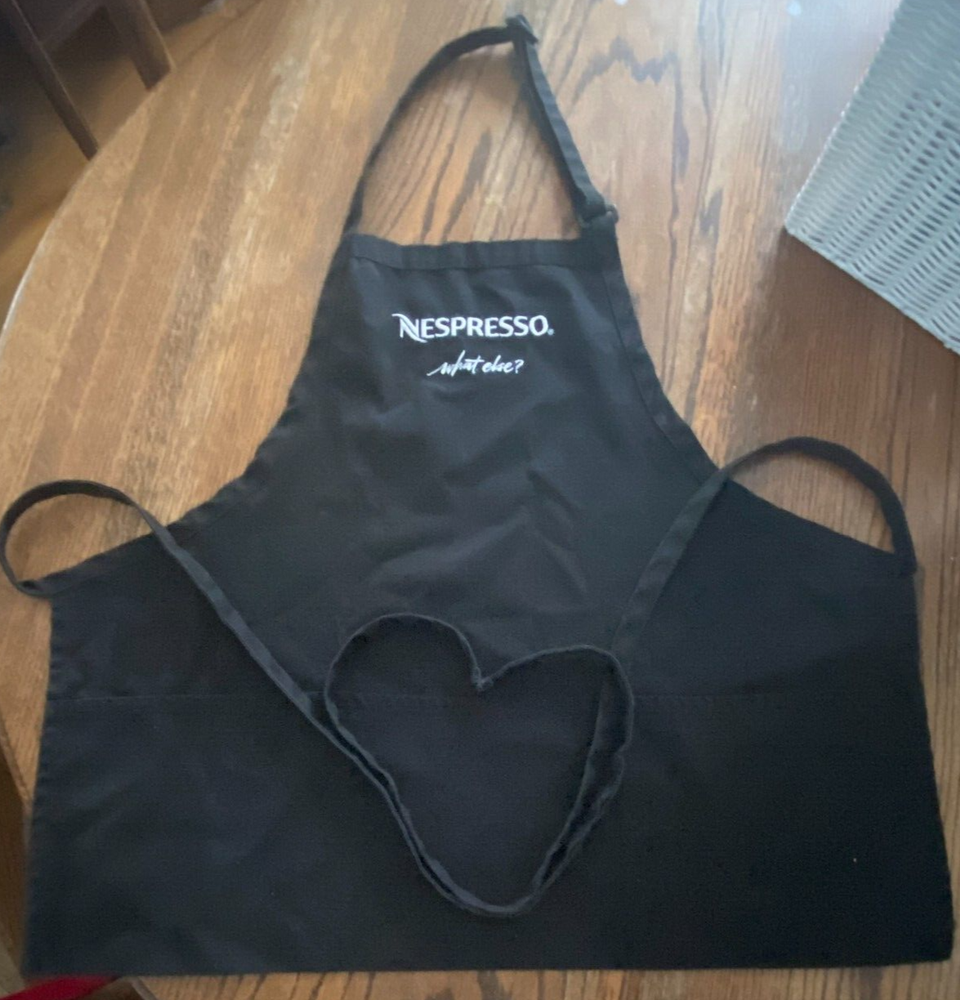 NESPRESSO What Else Coffee Advisor Bib APRON - Solid Black - 3 pocket - 24" Long