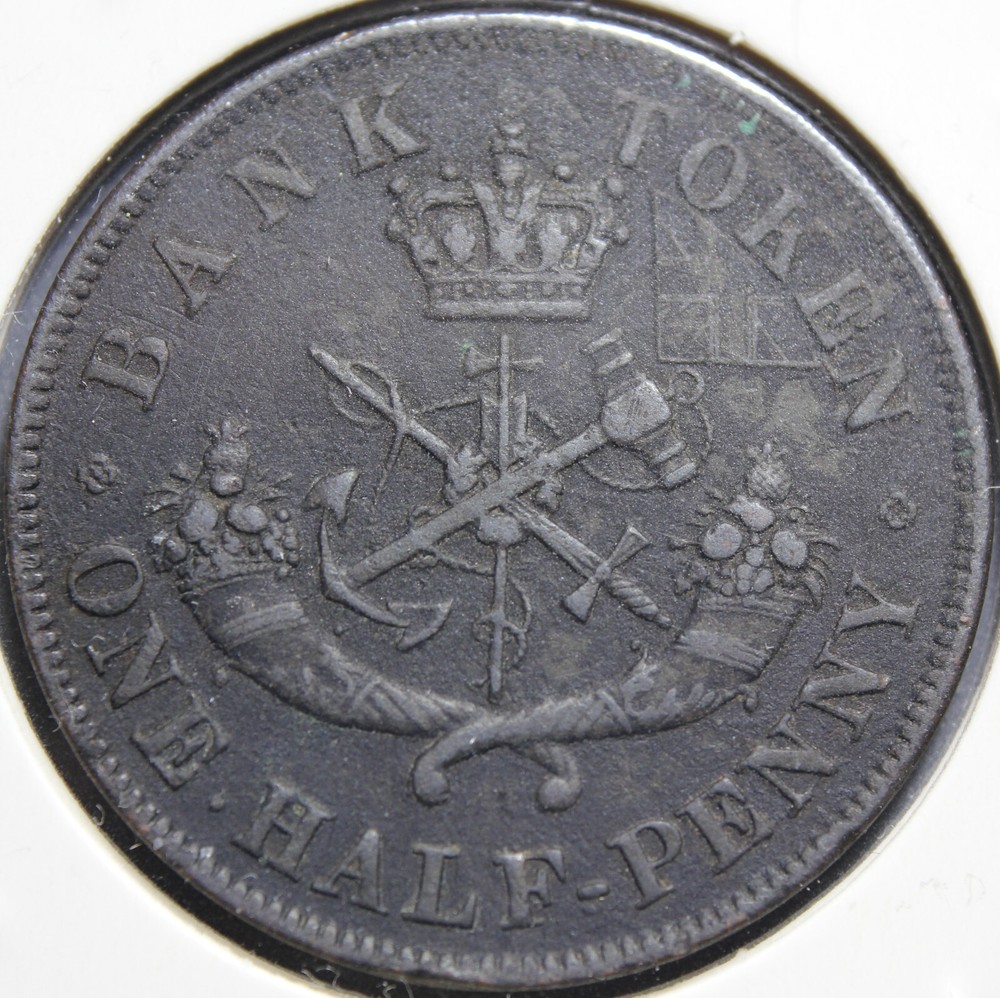 1850 Upper Canada 1/2 Half Penny Token *Breton 720 PC5A