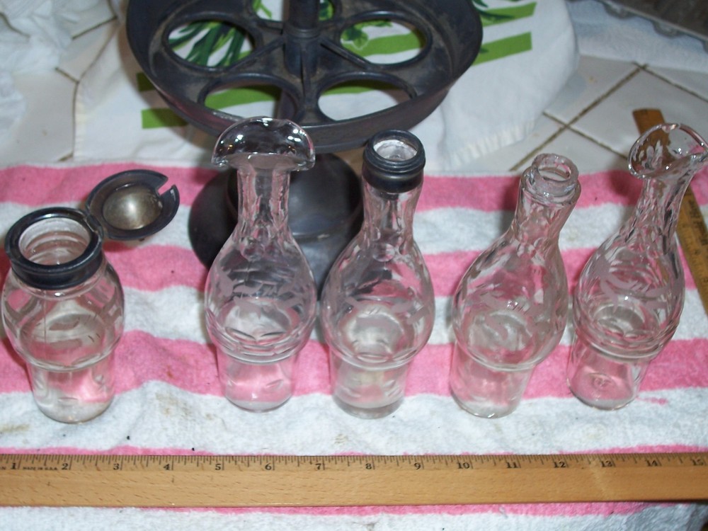 Victorian Silver Plate Cruet Caddy Condiment Carousel Set and Stand, Table ware