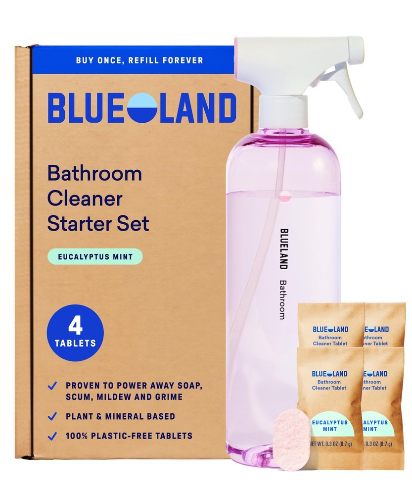 BLUELAND Bathroom Cleaner, Starter Set, Eucalyptus Mint Scent, 5 Piece Set