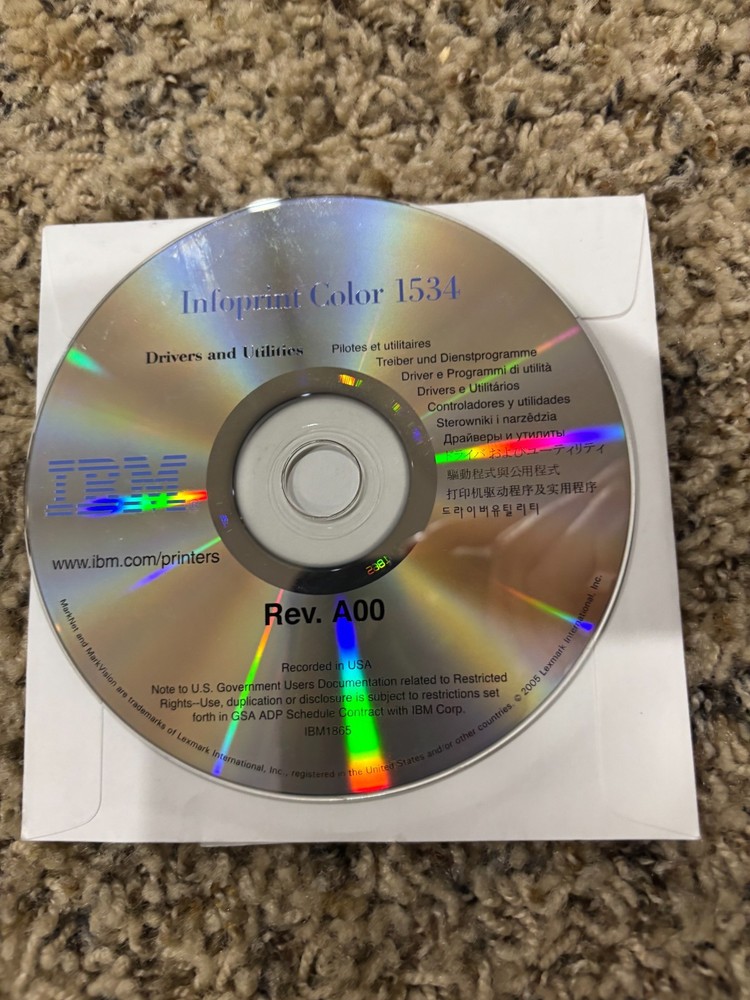 ibm infoprint 1567 printer driver cd 2005 Rev A00. PC CD