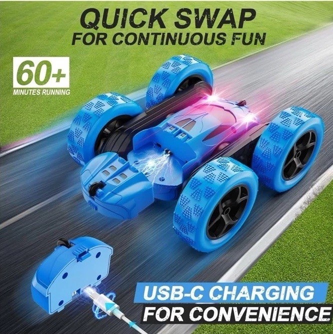 Remote Control Car 2.4Ghz RC Double Sided Flips Rotating Rechargeable LED Light