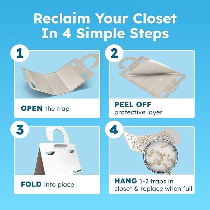 X5 BugMD Clothes & Pantry Moth Traps (6 Count) Sticky Glue Pheromone-Based Repel