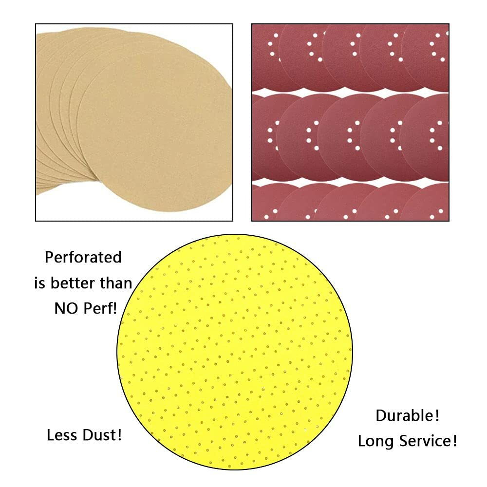 SATC 10Pcs Multi-Hole Drywall Sander Paper 9inch Hook and Loop Sanding Disc P150