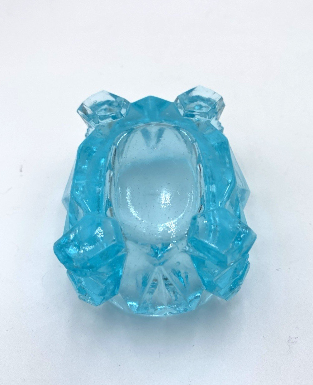 Vintage Oval Footed Master Salt Cellar, Ice Blue, Heavy/Thick Glass