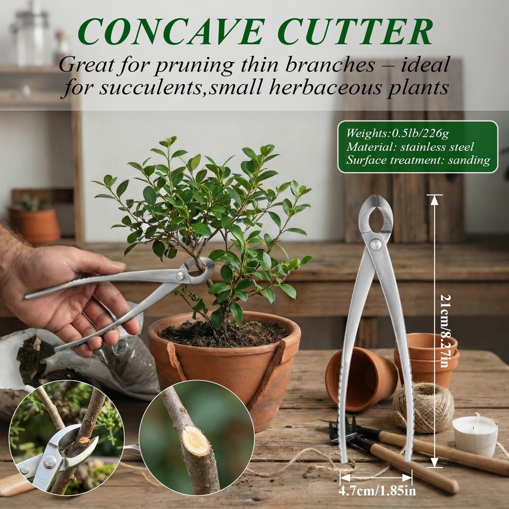 Best Bonsai Tools Set, 3-Piece Tree Includes Knob Cutter, Concave Scissors for