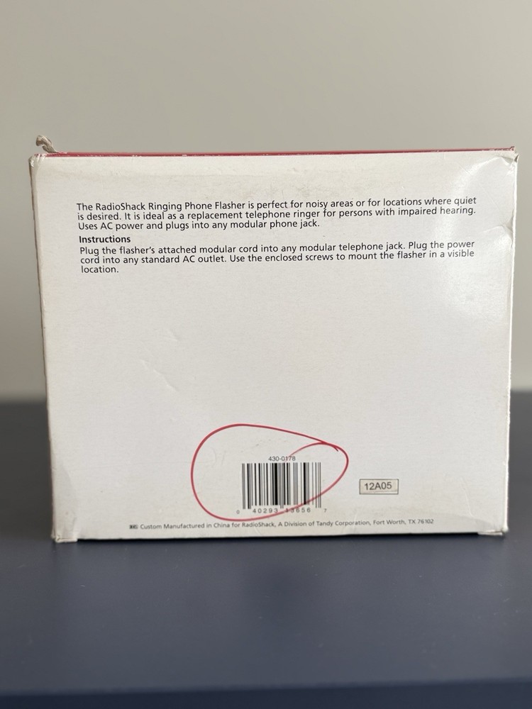 Vintage RadioShack Phone Flasher Ringer Bright Strobe Light Universal untested